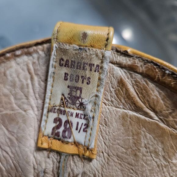 Carreta Cowboy Western Crocodile Tan Leather Boots Mens Size US 10 Mex 28.5 - Picture 6 of 11